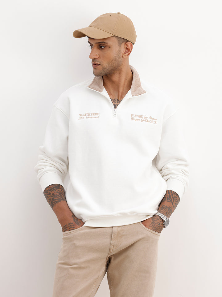 Oversized Fit Embroidered Detail Sweatshirt | Off-White