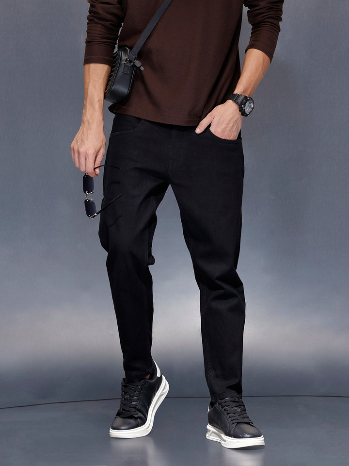 Men’s solid skinny-fit black jeans | Black