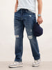 Anti Fit Distressed Denim Jeans  | Blue