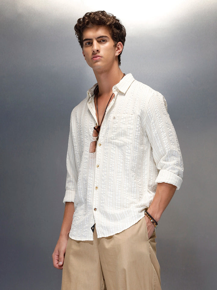 men's casual slim fit shirt  | Beige