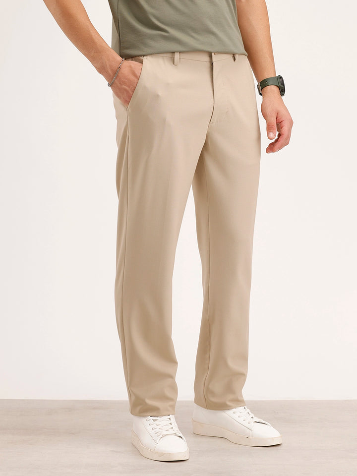 Solid Straight Fit Trouser | Khaki