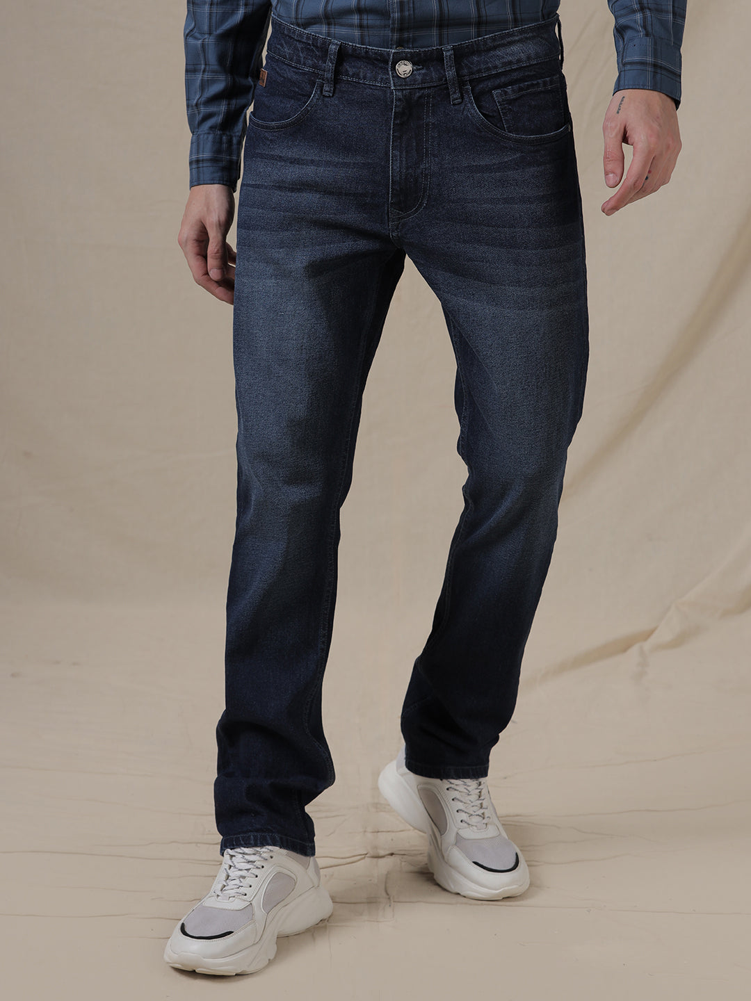 Casual Mid Tone Straight Fit Jeans