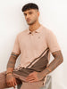 Slim Fit Placement Printed Polo T-Shirt | Light Brown