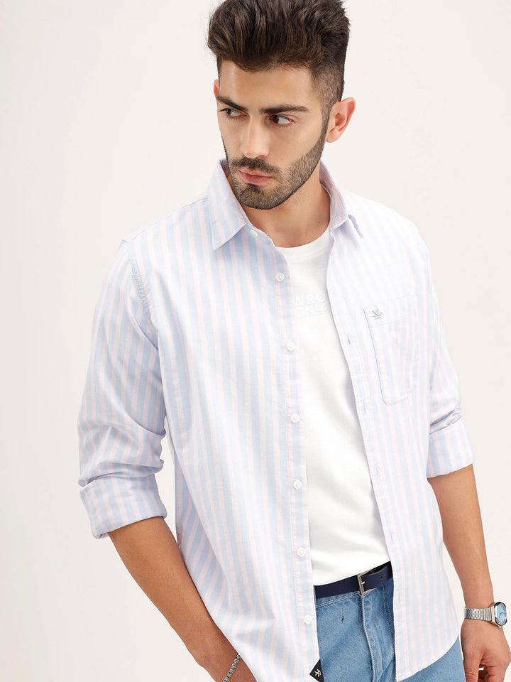 Classic Regular Fit Striped Shirt | Blue