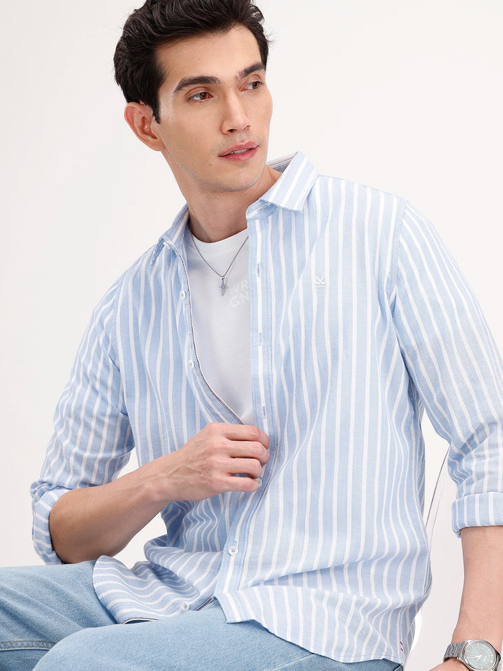 Classic Slim Fit Striped Shirt | Blue
