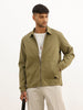 Solid Regular Fit Zipper Jacket | Olive
