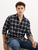 Slim Fit Full Sleeve Checkered Shirt | Navy Blue | WSH02FSSL0326S