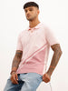 Slim Fit Placement Printed Polo T-Shirt | Pink
