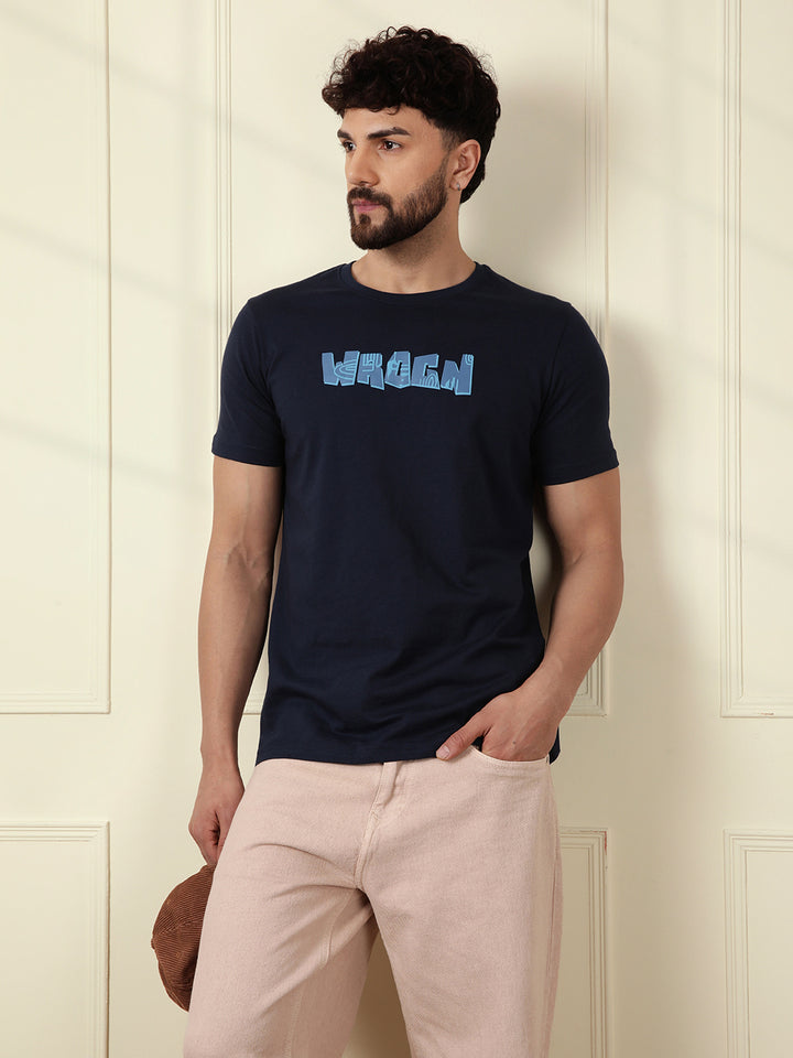 Puff Printed Slim Fit T-Shirt | Navy Blue