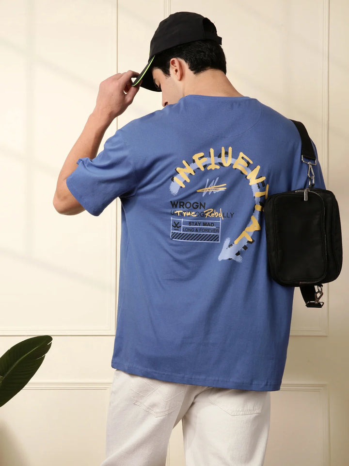 Influential Printed Blue Oversized T-Shirt