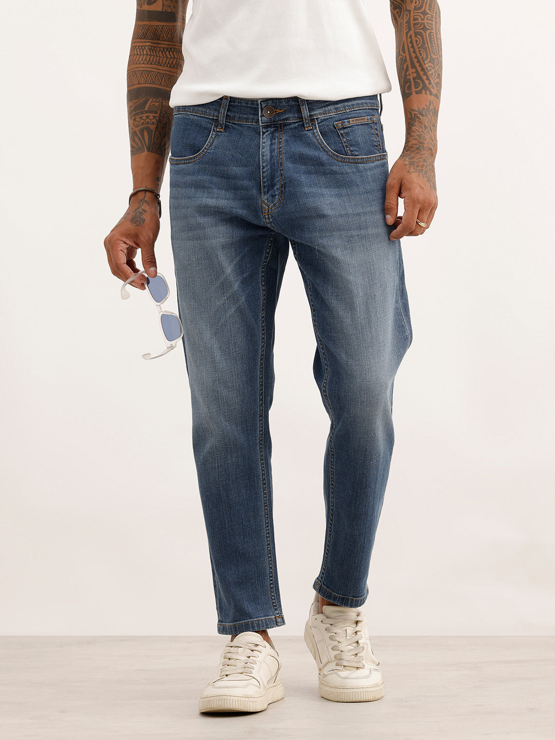 Faded Skinny Crop Denim Jeans | Light Blue