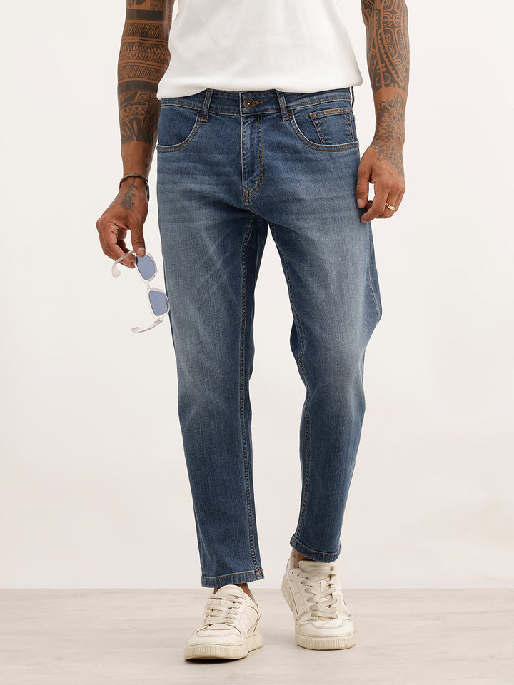 Faded Skinny Crop Denim Jeans | Light Blue