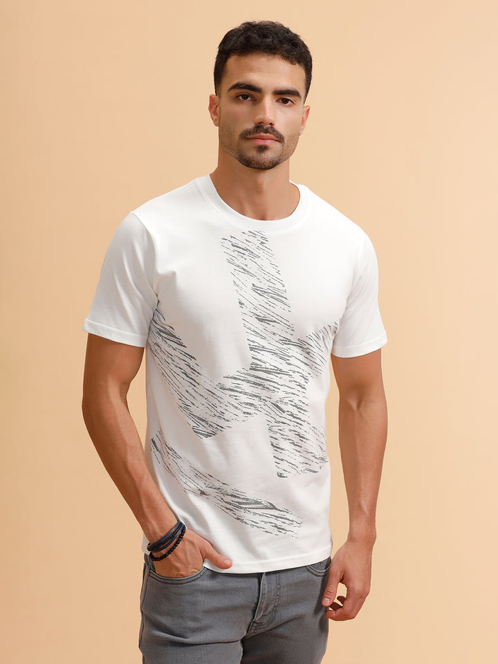 Scribbled Logo Printed T-Shirt | White