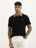 Slim Fit Contrast Collar Polo T-Shirt | Black