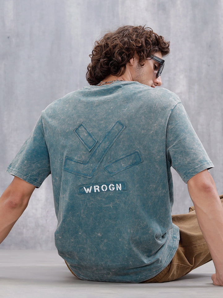 Washed Oversized Fit Tee With Logo Embroidery Patch | Green