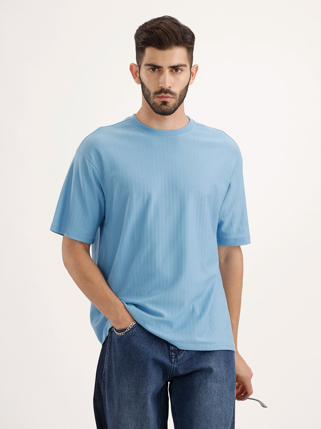 Solid Oversized Half Sleeve T-Shirt | Blue