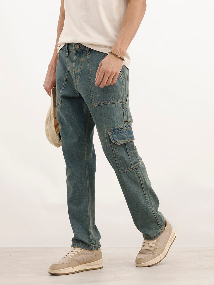 Relaxed Fit Cargo Jeans | Blue