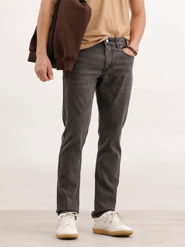 Slim Fit Faded Denim Jeans  | Dark Grey