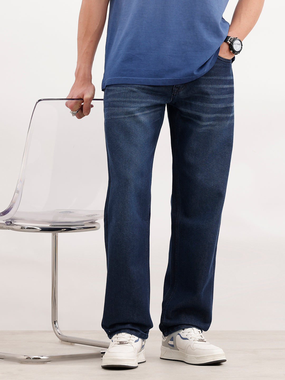 Solid Anti Fit Jeans | Blue