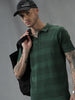 Striped Green Flat Knit Polo T-Shirt