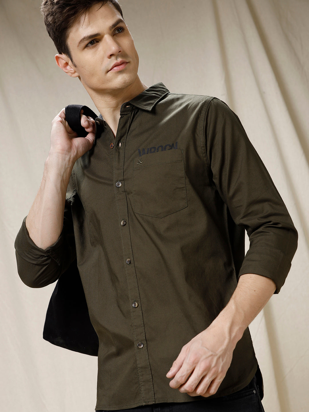 Wrogn Peek Olive Shirt