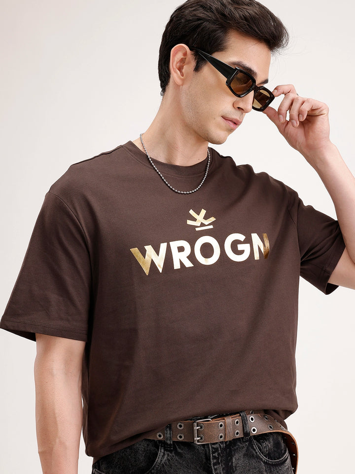 Classic Foil Printed T-Shirt | Brown
