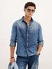 Slim Fit Faded Denim Shirt | Light Blue