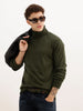 Solid Regular Fit Turtle Neck Sweater | Olive | WSW02FSRE1063W