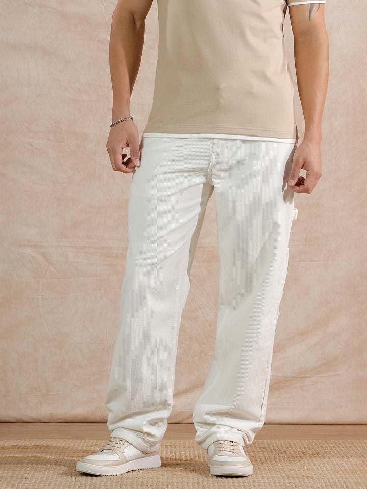 Corduroy Carpenter Loose Fit Trouser | Off White