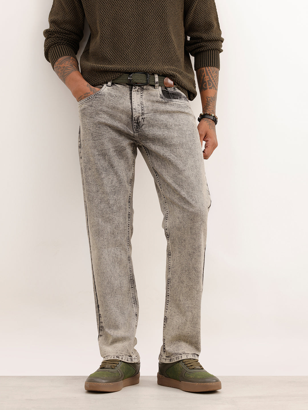Washed Anti Fit Denim Jeans | Grey
