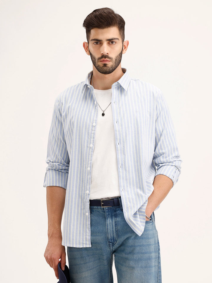 Slim Fit Striped Shirt | Blue