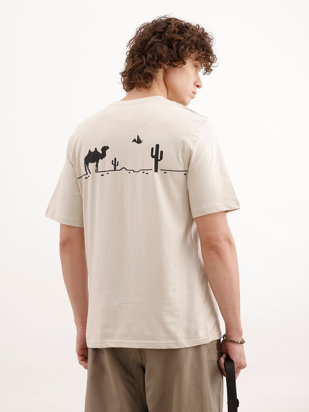 Comfort Fit Backprinted T- Shirt  | Beige