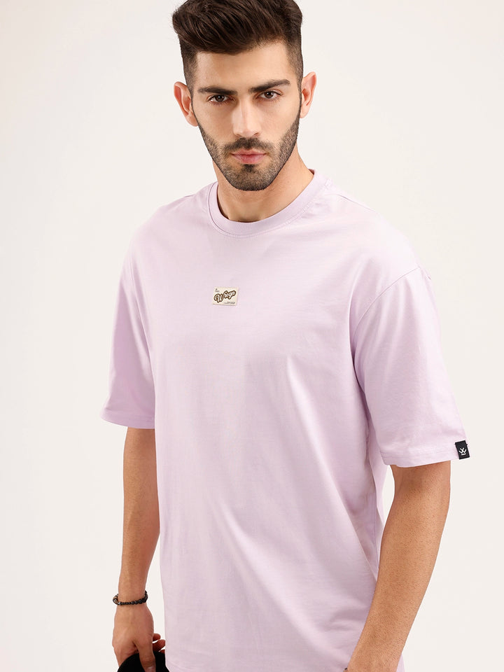Oversized Fit Patch Detailed T-Shirt | Purple