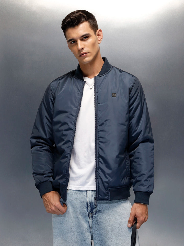 Men's causal regular fit bomber jacket | Navy Blue