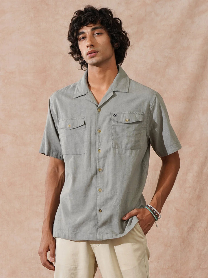 Double Pocket Resort Collar Shirt | Light Green