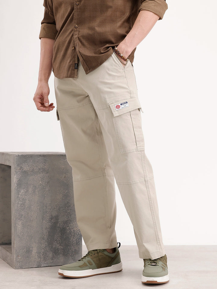 Relaxed Fit Cargo Trouser | Beige