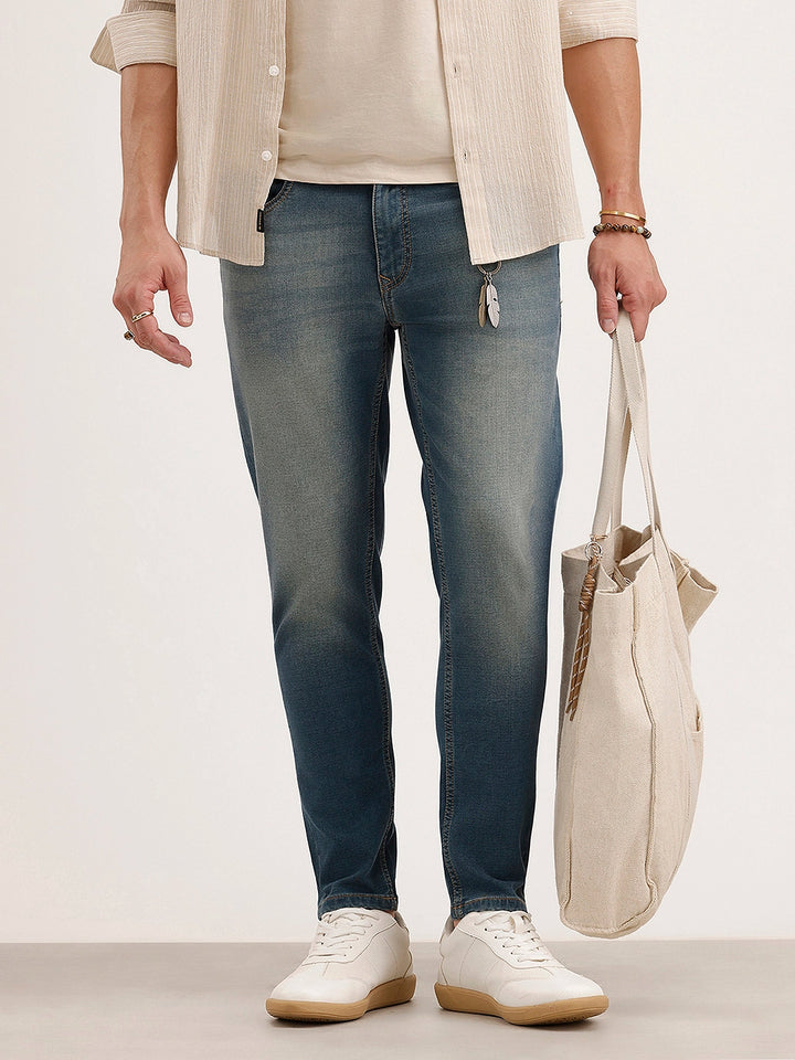 Faded Skinny Crop Denim Jeans | Light Blue