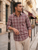 Slim Fit Checkered Shirt  | Peach