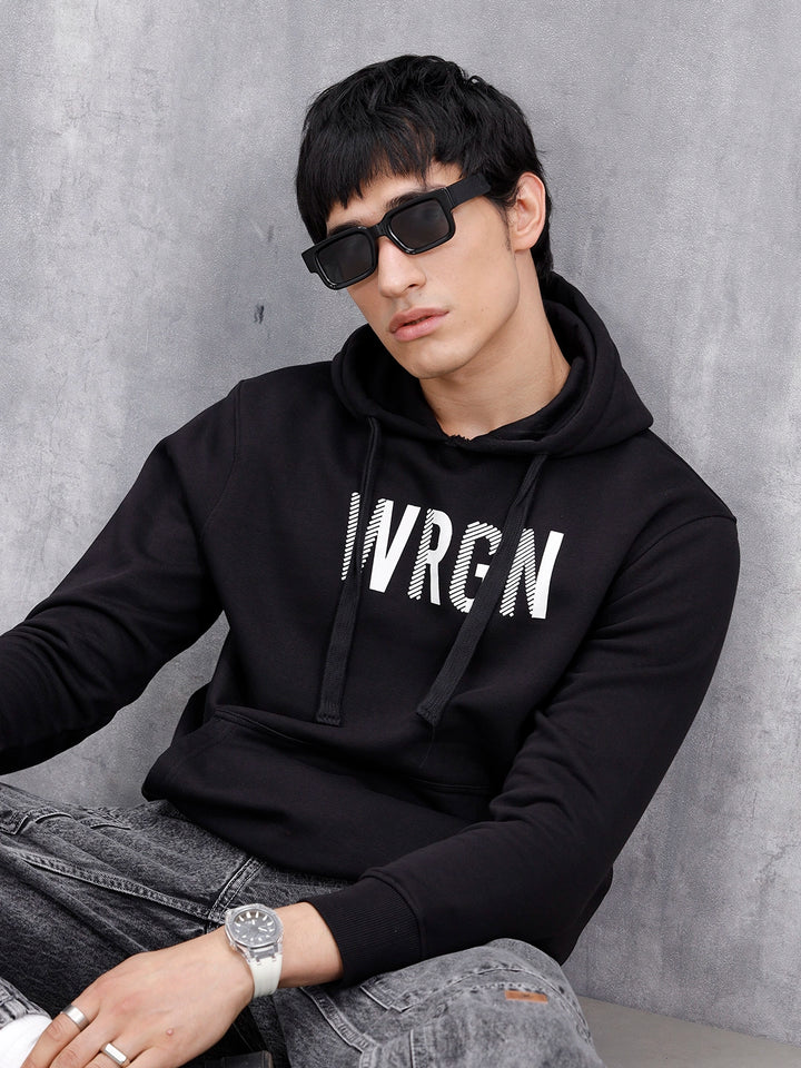 Wrogn Oversized Graphic Hoodie For Men | Black