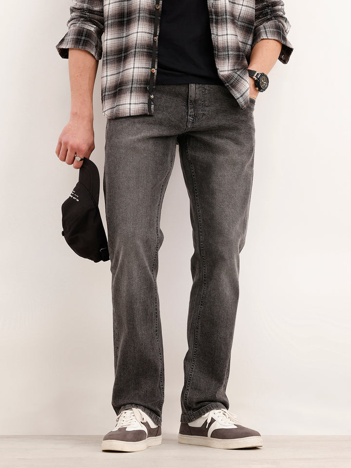 Straight Fit Faded Denim Fit  | Dark Grey