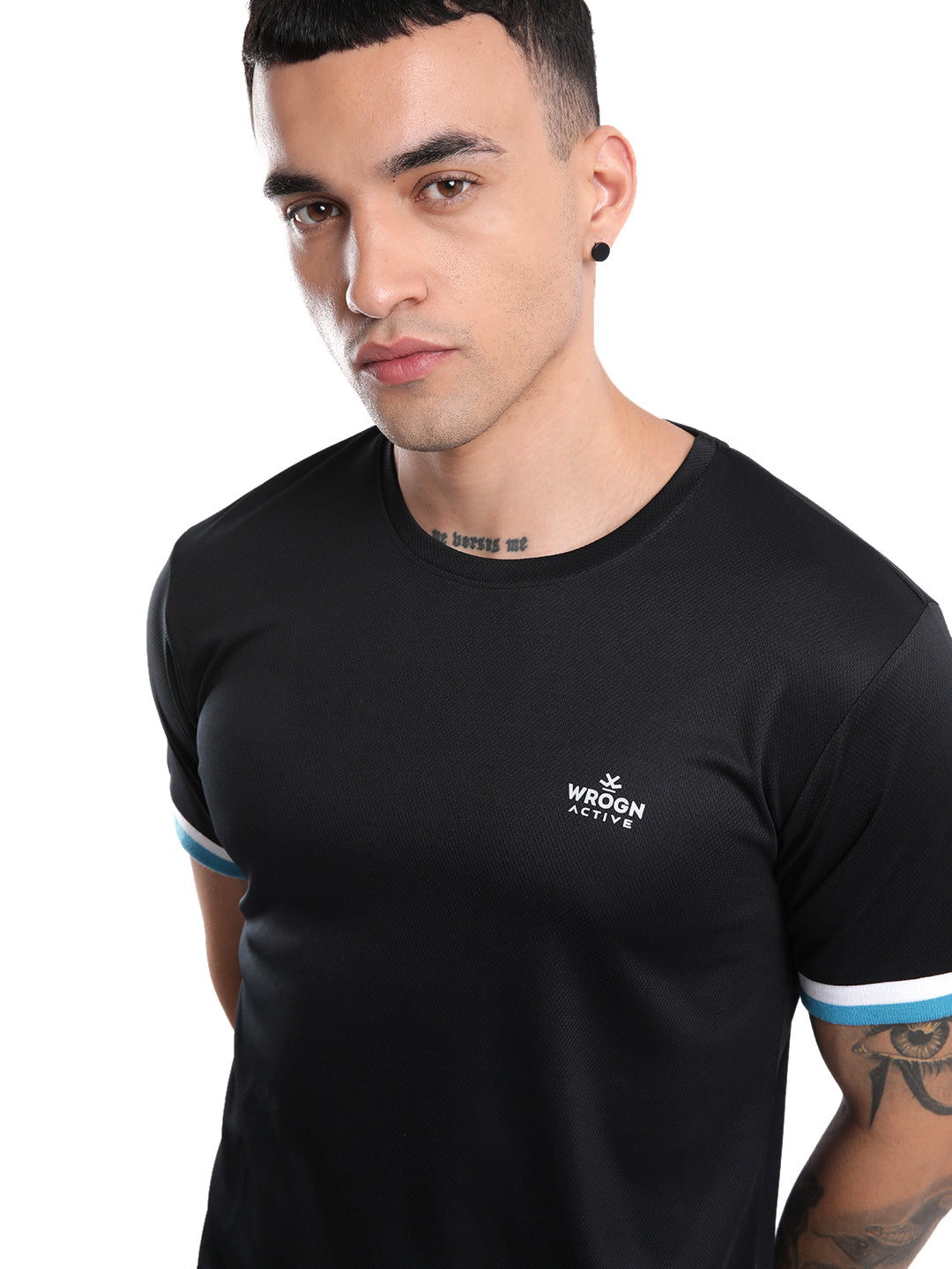 Premium Black Contrast Sleeve T-Shirt