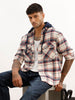 Regular Fit Checkered Hooded Shirt | Beige