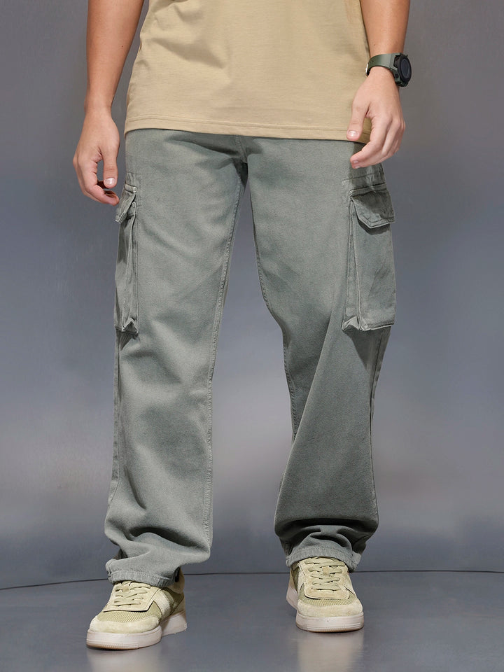 Men’sLoose fit cargo trousers | Olive