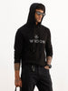 Classic Slim Fit Placement Printed Hooded Sweatshirt | Black