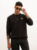 Comfort Fit Placement Printed Sweatshirt | Black