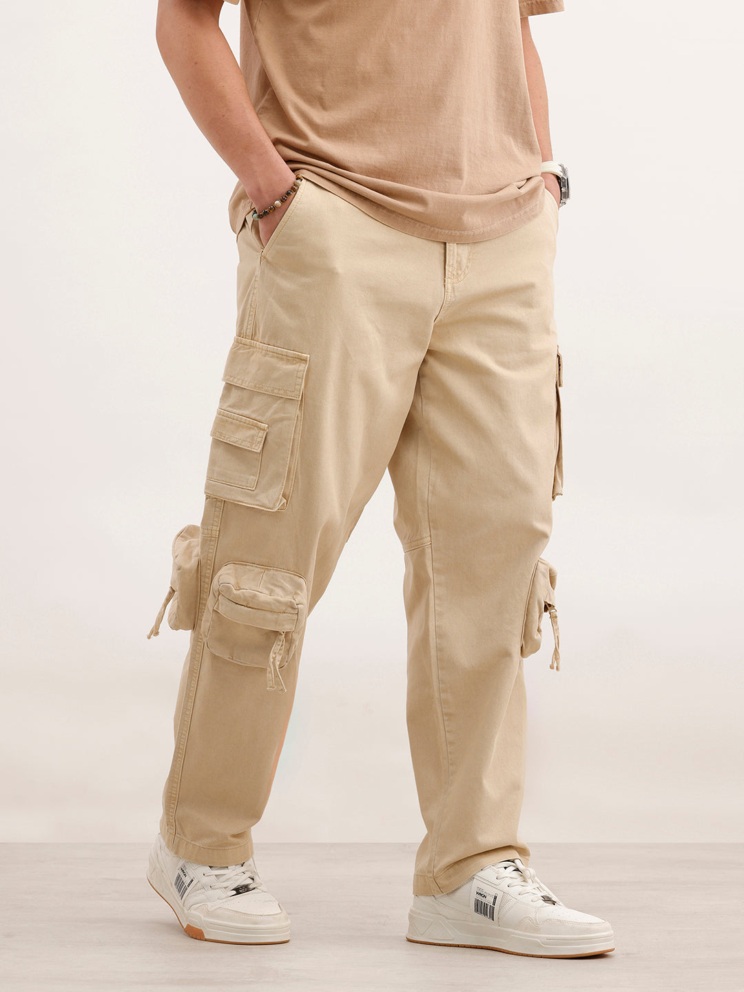 Loose Fit Cargo Trouser  | Beige