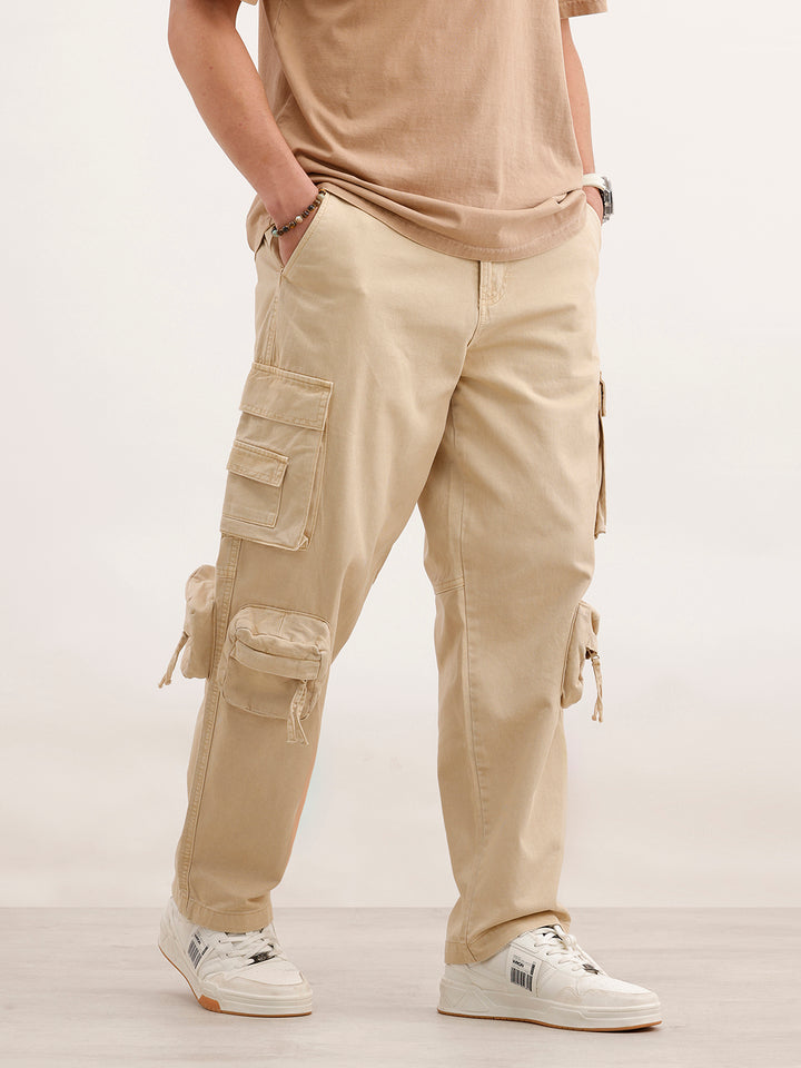 Loose Fit Cargo Trouser  | Beige