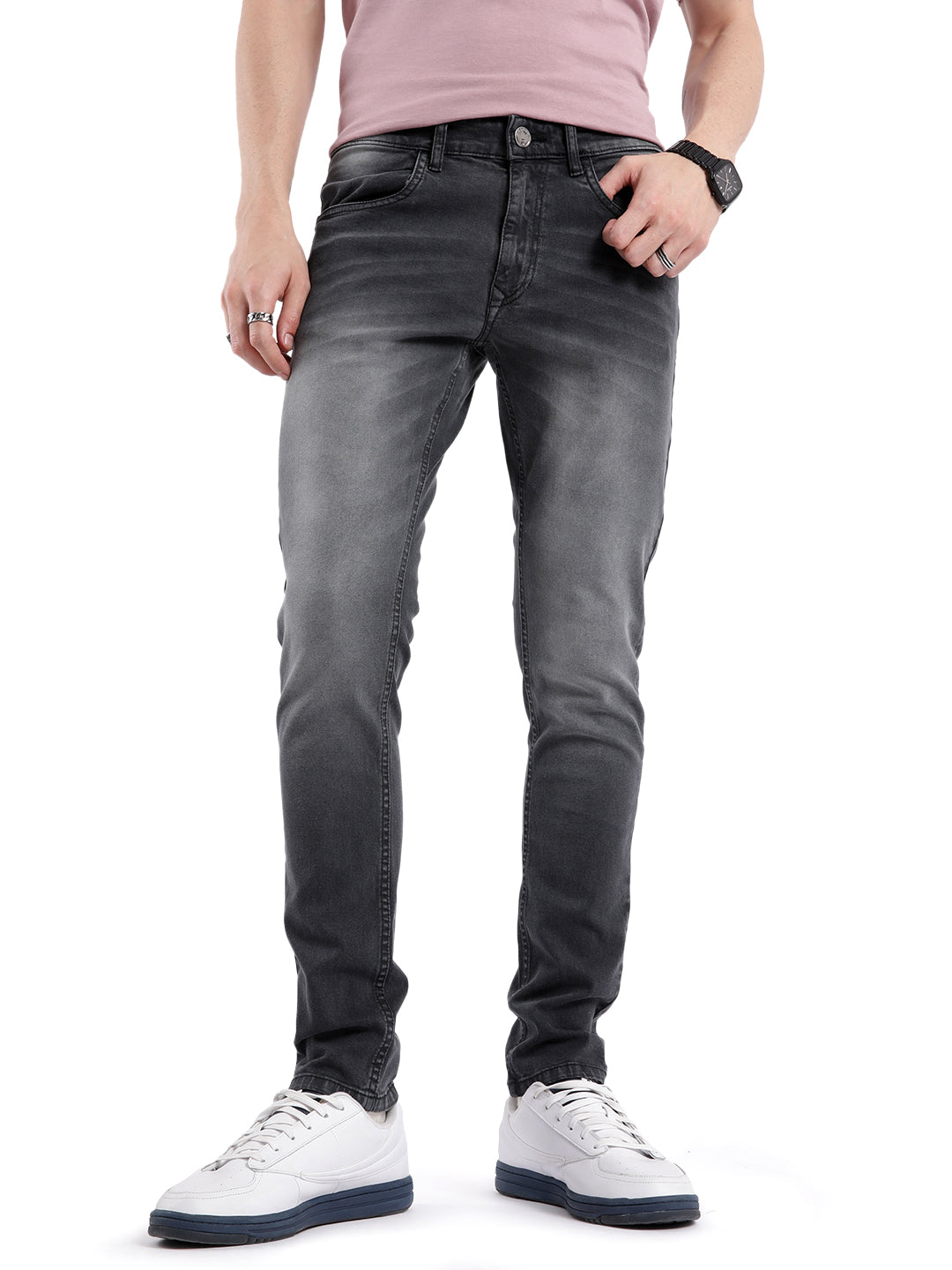 Dark Grey Dobby Jeans