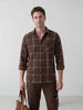 Slim Fit Checkered Shirt | Brown