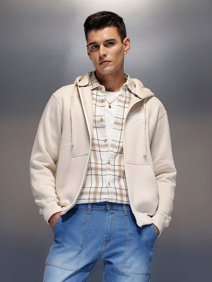 Men's casual sweatshirt with print design | Beige